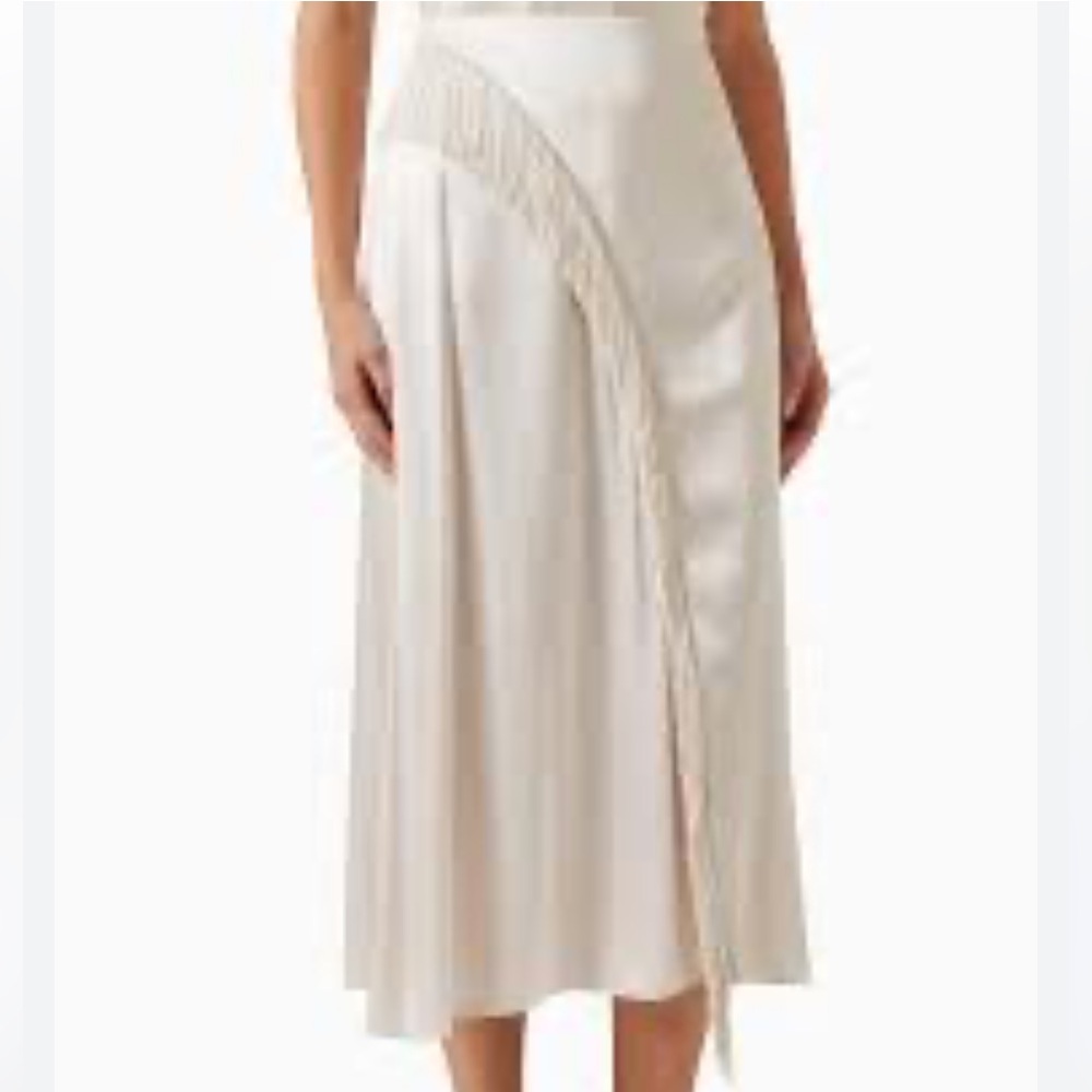 New Vince Women's Asymmetric Fringe Midi Skirt size 8 100% silk - Picture 8 of 16